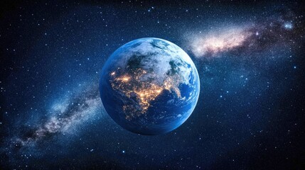 Obraz premium Earth Planet Nightlights Milky Way Galaxy Space
