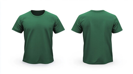 Green tshirt with short sleeves isolated on white background