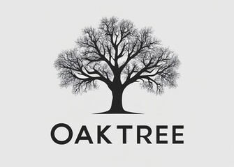 Obraz premium Minimalist Black and White Tree Logo Design Nature Icon Symbol