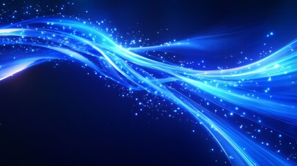 Obraz premium Attract Blue Line Movement, Abstract Wave Line, Light Technology Background, Copy Space 