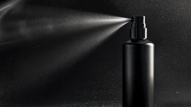 Black Spray Bottle with Mist, Elegant Product Photography
