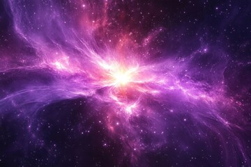 Fototapeta premium A vibrant nebula in the cosmos, glowing with pink and purple hues, against a backdrop of countless stars.