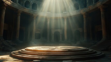 Ancient Roman Luxury Greek Column Podium Platform Background for Minimalist Display and Beauty Design in Classic Architecture