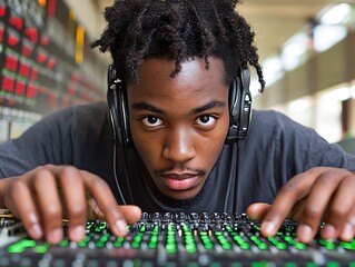 A man working on a coding project with dual monitors in a home setup