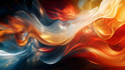 Obraz premium Abstract Wave Illustration: Fiery Orange and Teal Swirls