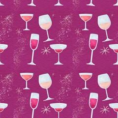 Sparkling Party Wine Celebration Seamless Pattern Wallpaper Background