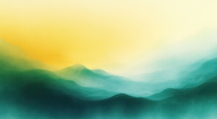 Obraz premium Soft Abstract Landscape with Gradient Colors Yellow Green Blue Orange Ethereal Minimalistic Background Texture