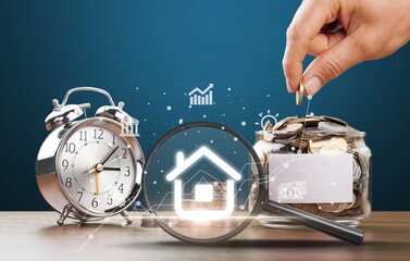 Business prosperity management concept, House icons