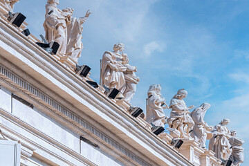 Obraz premium Old building facade in the Via della Conciliazion. Rome, Italy, 2017
