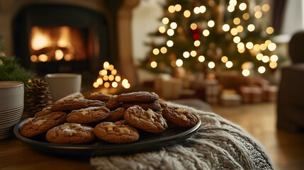 Freshly baked ginger cookies displayed in a warm and inviting setup, great for holiday visualshigh quality image
