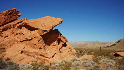 Amazing red rock formation on Red Stone trailhead in Lake Mead Nevada