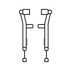 walking crutches fracture injury line icon vector. walking crutches fracture injury sign. isolated contour symbol black illustration