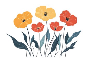 Watercolor Flower, Painting on canvas, Illustration Retro set with different daisy flowers. Colorful vector illustration isolated on white background in vintage style flower, watercolor, vector, pink,