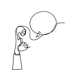 continuous line drawing telephone and bubble talk voice from telephone
