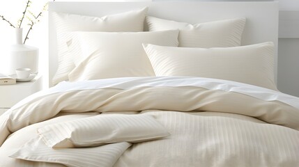 Cozy bedroom bed setup modern home interior design bright environment aesthetic viewpoint