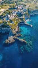 Coastal Village Perched On Dramatic Cliffs Overlooking Azure Sea