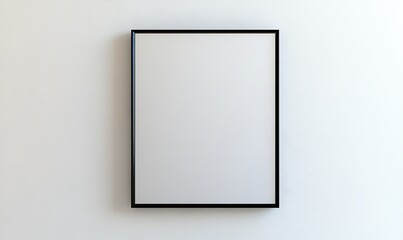 A blank, framed picture hanging on a light wall, ready for artwork or decoration.