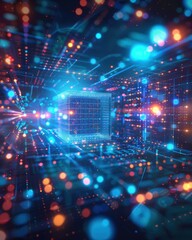 Obraz premium Abstract digital visualization of data and technology concepts.