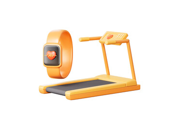 3d rendering cartoon treadmill and sports bracelet