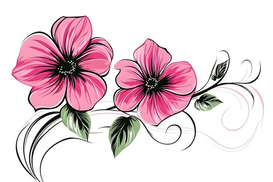Watercolor Flower, Painting on canvas, Illustration Retro set with different daisy flowers. Colorful vector illustration isolated on white background in vintage style flower, watercolor, vector, pink,