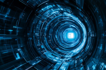Fototapeta premium Hyperspace Tunnel - Futuristic Technology Art