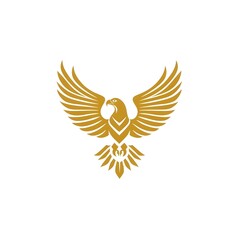 Obraz premium Isolated Yellow Wildlife Eagle Bird icon logo symbol