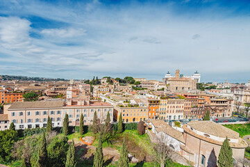 Obraz premium Elevated View of the Rome City from Roman Forum>Italy, 2017.