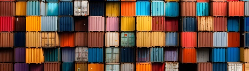 Fototapeta premium Urban port facility operations aerial view of container shipping and logistics