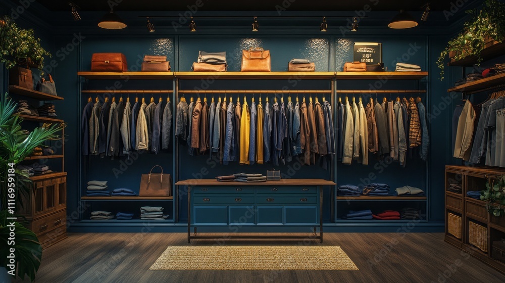 Aufkleber a beautifully arranged clothes rack showcases an array of stylish garments in a charming room. soft 