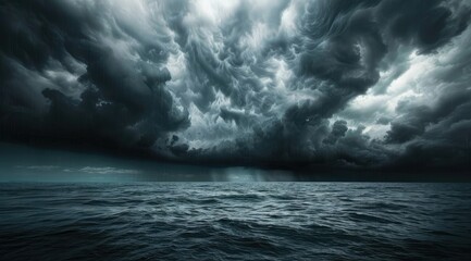 Fototapeta premium Dark Storm Clouds Over a Stormy Sea