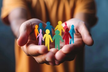Hands Holding Paper Cutouts of People