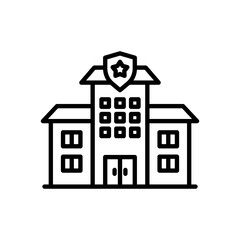 police station icon vector, line style icon