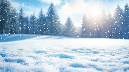 Serene Winter Snowscape Under Sunlight