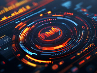 Abstract 3D HUD Background:  Circular Tech Interface