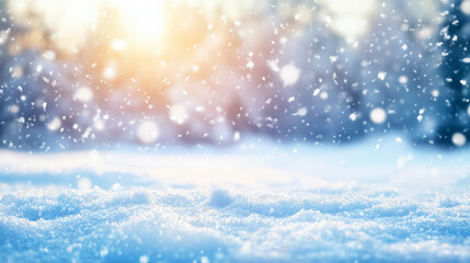 Naklejka premium Serene Winter Snowscape Under Sunlight