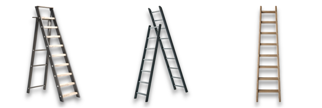 A collection of ladders, isolated on transparent background for versatile use