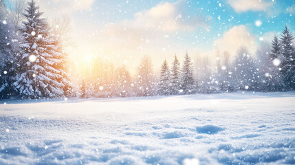 Serene Winter Snowscape Under Sunlight
