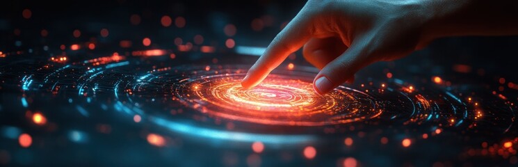 Businessman Analyzing Sales Data and Financial Growth on Interactive Digital Tablet in Futuristic Workspace