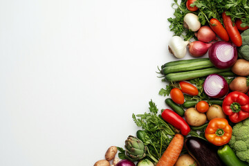 fresh vegetables on a white background