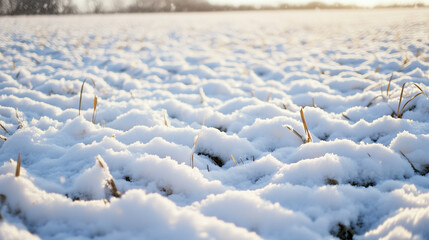 Obraz premium Serene Winter Snowscape Under Sunlight