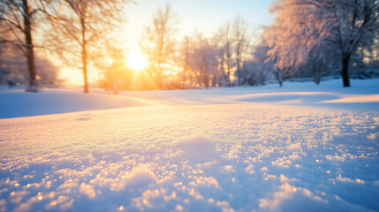 Serene Winter Snowscape Under Sunlight