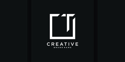 Abstract square initial letter T logo design. Premium Vector