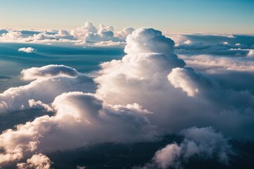 Aerial White Clouds Captured Against a Bright Sky Base