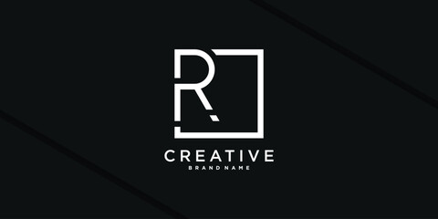 Abstract square initial letter R logo design. Premium Vector