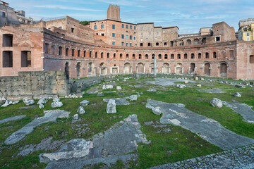 Trajan's Market, a complex of ruins at Via dei Fori Imperiali, example of Ancient Roman...