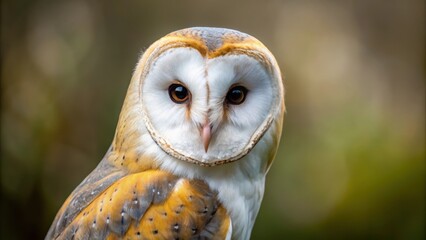 Close up of a beautiful barn owl with striking white and tan feathers, barn owl, wildlife, bird, close up, Tyto alba