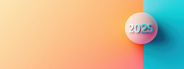 Gradient-hued 2025 text placed on a sharp, minimalist label