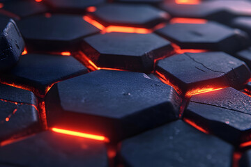 Glowing hexagonal dark stone texture.