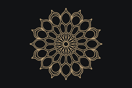 Adobe Ill a gold color very simple mandala vector illustration with colored background.