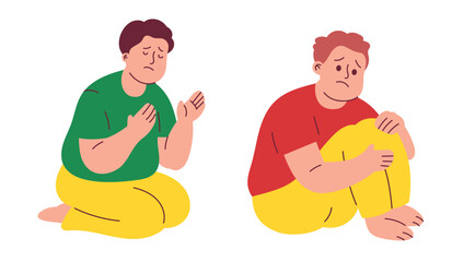 Sad and Depressed Obese Man with Psychology Problems